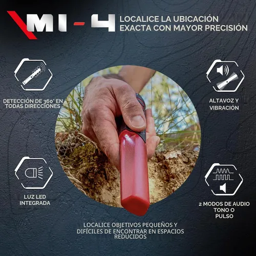 Vista 3 de XP Metal Detectors MI-4 Pinpointer, Diseñado para ser utilizado por todos los detectoristas, Resistente al agua hasta 20 pies, Recargable con 6
