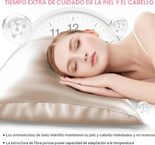 Vista 3 de Fundas de almohada de seda de morera tamaño estándar con cremallera oculta, ultra suaves y transpirables, funda de almohada de satén de seda