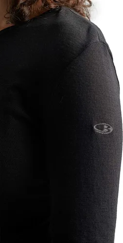Vista 7 de Icebreaker Merino Womens 175 Everyday Cold Weather Base Layer Thermal Long Sleeve Crewneck T-Shirt Negro