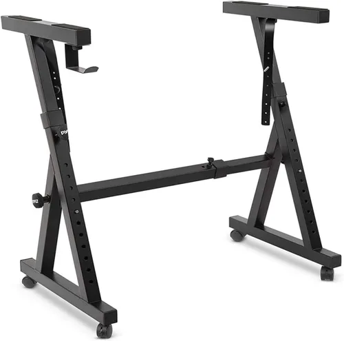 Vista 12 de PYLE Heavy-Duty Multi-Functional Music Stand - Z Style & Portable, 2nd Tier, Height & with Adjustment, Digital Keyboard Stand, Rack Case w/Ergonomic