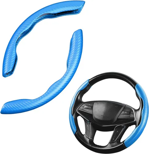 Vista 13 de LoyaForba Funda universal para volante de automóvil, protector universal de cuero segmentado de 15 pulgadas, antideslizante y suave, transpirable