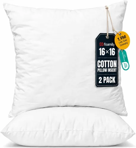 Vista 10 de Foamily Insertos de almohada 100% algodón de 12 x 12 pulgadas, rellenos de almohada para almohadas decorativas para sofá y cama, relleno de almohada