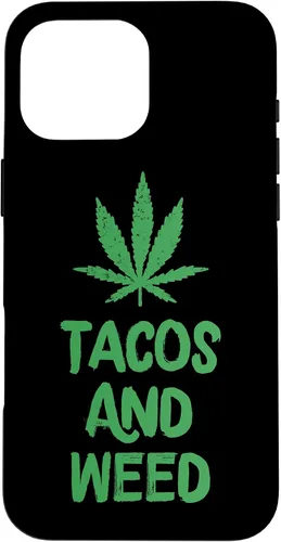 Vista 19 de Carcasa divertida para iPhone 16 Tacos y marihuana de marihuana envejecida