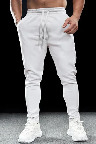 Vista 2 de GINGTTO Pantalones deportivos para hombre Slim Fit Gris Algodón con Bolsillos