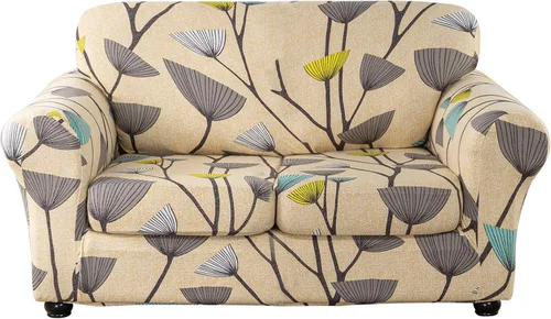 Vista 19 de Lamberia Funda de Sofá Estampada de Alta Elasticidad Fundas de Sofá de 2 Piezas Funda de Sillón con Una Funda de Cojín Separada Parte Inferior Flor