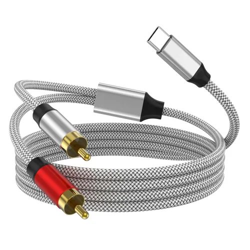 Vista 8 de Cable de audio de 3.5 mm a 2 RCA, adaptador auxiliar, cable divisor estéreo AUX, cable RCA en Y para smartphone, altavoces, tableta, televisión HD