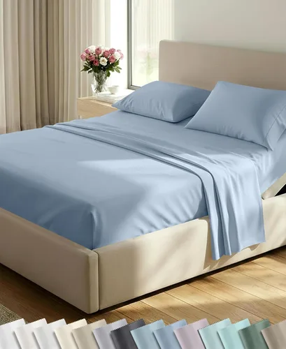Vista 68 de California Design Den Juego de sábanas tamaño King, 100% algodón, sábanas lujosas de 600 hilos con bolsillo profundo, ropa de cama duradera con 16