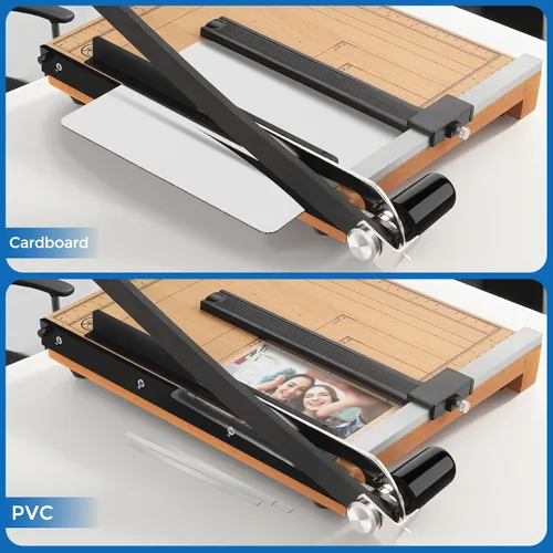 Vista 8 de MROCO - Cortador de papel de guillotina resistente y recortadora de papel, longitud de corte de 12 pulgadas Automatic Clamp, Adjustable Guide