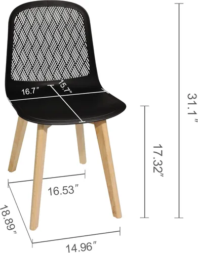 Vista 3 de KM Legend Sillas modernas sin brazos con patas de madera para sala, dormitorio, cocina, comedor, sala de espera, restaurantes, cafeterías, juego