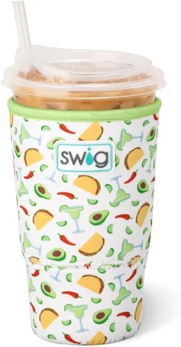 Vista 8 de Swig Life Coolie para taza helada mediana de 22 onzas, funda aislante estándar de 22 onzas con asa, aislamiento de neopreno mantiene las bebidas