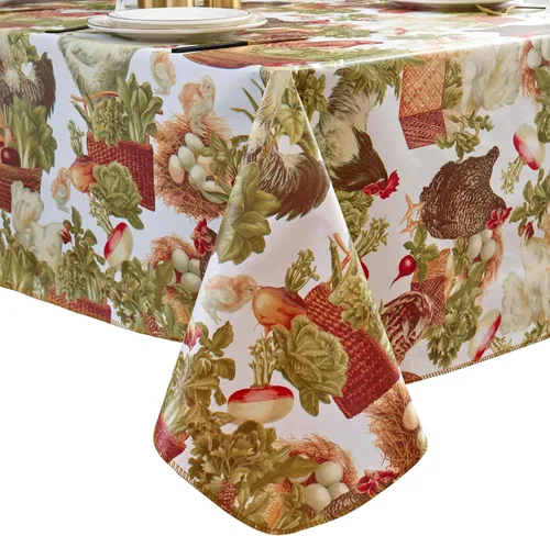 Vista 14 de LIBERECOO Mantel de vinilo resistente con reverso de franela, mantel de plástico impermeable a prueba de aceite, resistente a las manchas, lavable