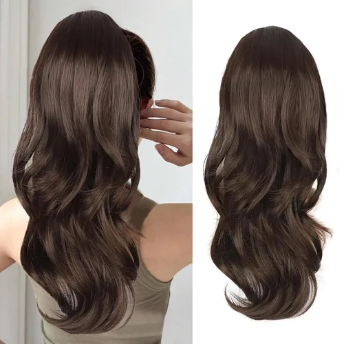 Vista 12 de Extensión de cola de caballo rubio, extensión de cola de caballo con cordón de 20 pulgadas para mujeres, extensiones de cabello de cola de caballo