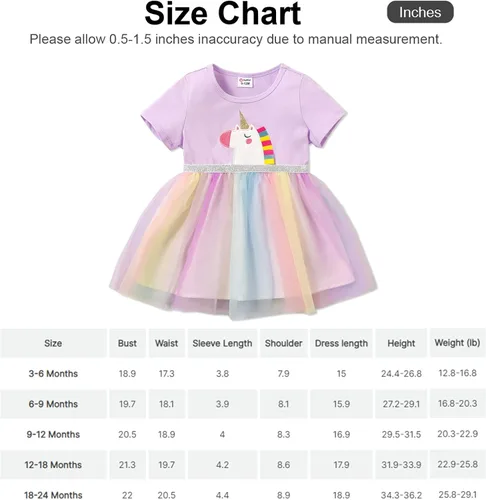 Vista 7 de PATPAT Infant Baby Girl Dresses Short Sleeve Tutu Dress Tulle Dress Flower Girl Party Birthday Princess Dresses