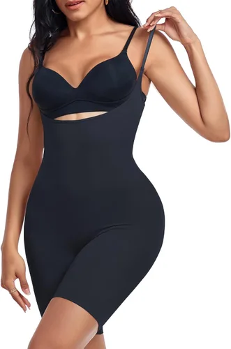 Vista 4 de EUYZOU Fajas moldeadoras con control de abdomen para mujer, body de fajas debajo del busto, pantalones cortos moldeadores sin costuras