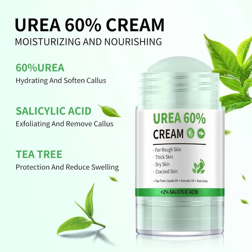 Vista 4 de Crema en barra 60% urea más 2% ácido salicílico, removedor de callos para pies, crema de urea 60% para pies agrietados, crema hidratante seca
