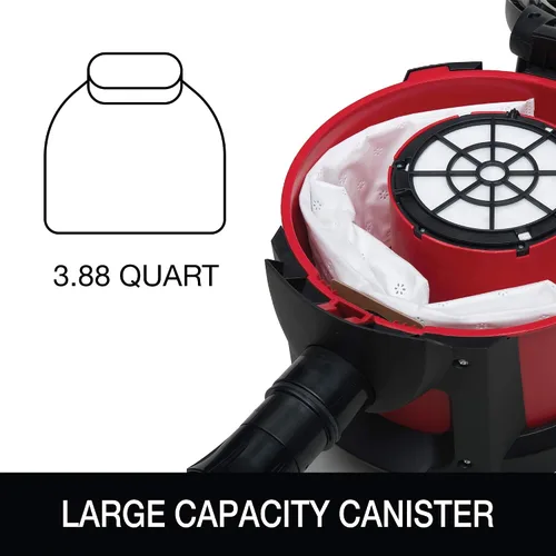 Vista 5 de Sanitaire SC3700A Aspiradora sin bolsa de limpieza silenciosa, rojo/negro, 9,0 amp, 11" de ruta de limpieza.