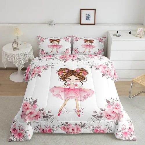 Vista 23 de Juego de edredón de mariposa morada tamaño individual para niñas y niños, ropa de cama rosa degradado, relleno de edredón de mariposa de ensueño
