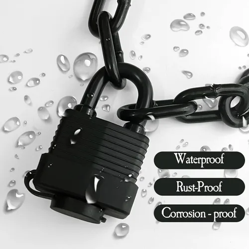 Vista 4 de Cerradura de cadena de seguridad, candado impermeable para exteriores con cadena, resistente a la intemperie con cadena para puerta, valla