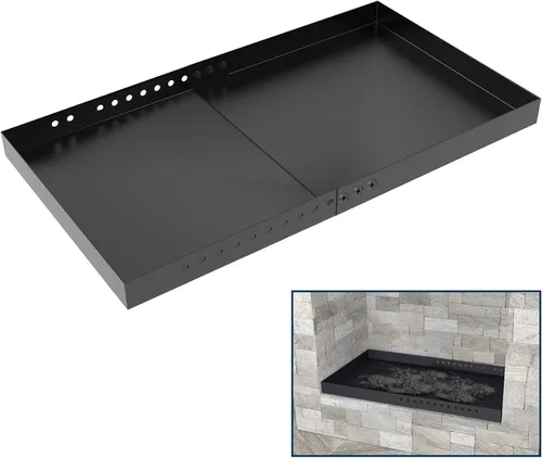 Vista 9 de Bandeja rectangular para chimenea, cenicero expandible para recoger cenizas, acero galvanizado con recubrimiento en polvo, soporte ajustable