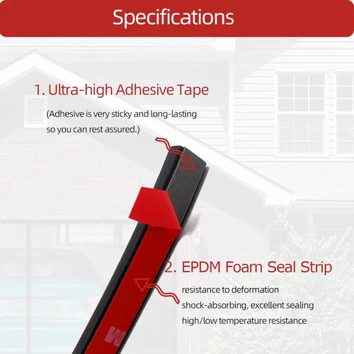 Vista 4 de Tira de sellado de goma de espuma, autoadhesivo rectangular de goma EPDM para RV, barco, automóvil, camión, marina, puertas de garaje/ventana y más