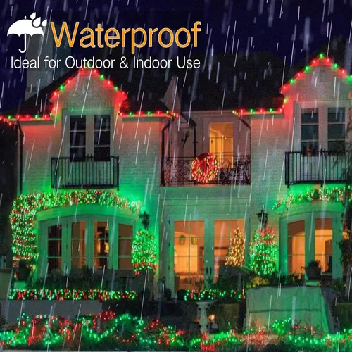 Vista 5 de Brizled Luces de Navidad rojas y verdes, 33 pies, 100 luces LED de 0.197 in, mini luces de Navidad de gran angular conectables, luz de árbol
