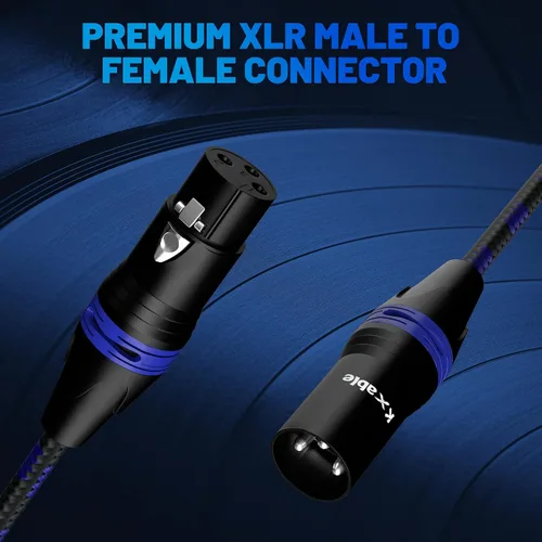 Vista 5 de XLR Cable de micrófono de 2 pies (paquete de 2, multicolor), cable de conexión de micrófono equilibrado de 3 pines macho a hembra, trenzado