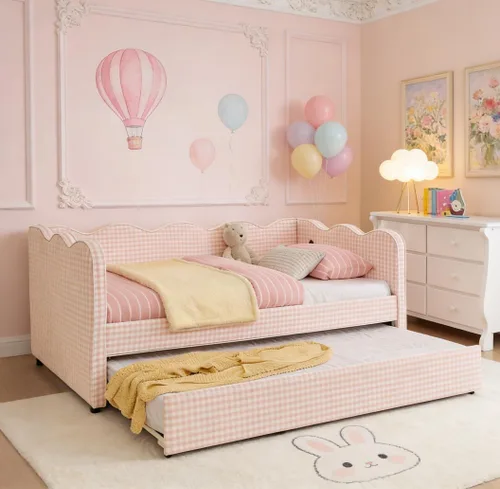 Vista 10 de Bellemave Cama diurna tamaño twin con nido para adultos, niños, niñas, adolescentes, camas diurnas con nido para sala de estar, terciopelo, beige