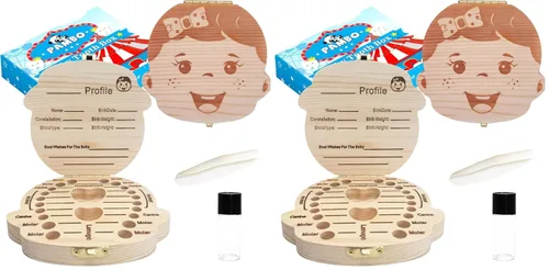 Vista 8 de PAMBO Caja de hadas de dientes de bebé, recuerdo para niños con dientes perdidos, soporte de dientes para niños, baby shower y regalos de cumpleaños