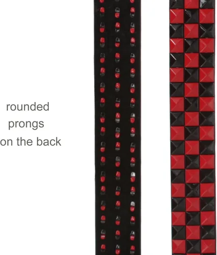 Vista 4 de Cinturón de piel con tachuelas Snap On, estilo punk, con estrella y pirámide, diseño de cuadros a cuadros Negro/Rojo