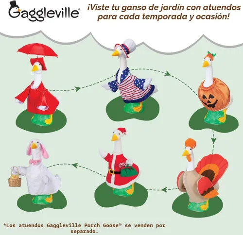 Vista 11 de Estatua oficial de Gaggleville Porch Goose Baby - Encantadora 17" al aire