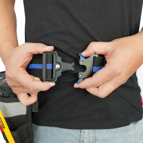 Vista 8 de MELOTOUGH Cinturón de herramientas de trabajo de nailon de 2 pulgadas para hombres (negro) + cinturón de herramientas de liberación rápida (azul)