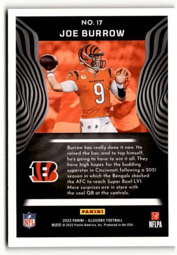 Vista 2 de 2022 Panini Illusions #17 Joe Burrow Cincinnati Bengals NFL Football Trading Card