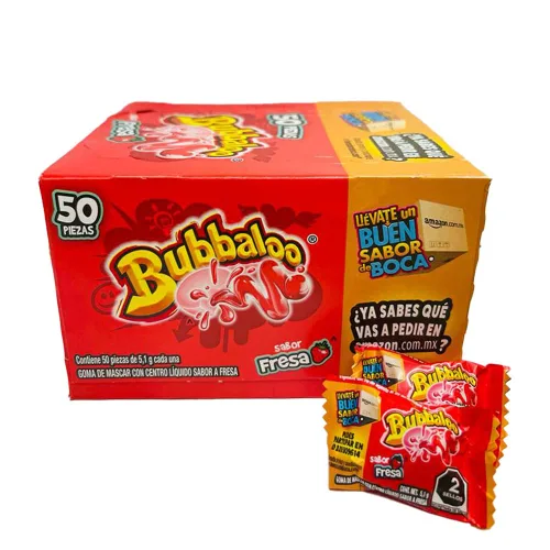 Vista 4 de Bubbaloo Yerbabuena. Pepermint Bubbaloo - Goma de mascar mexicana - 1 paquete de 50 uds.