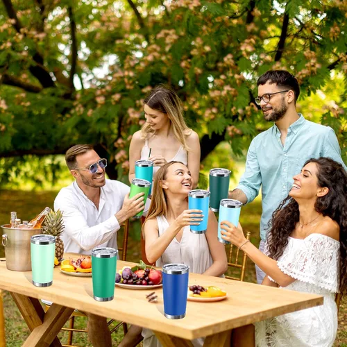 Vista 5 de Sieral 36 Pack Stainless Steel Tumblers Bulk with Lids, 20 oz, Cool Color Color fresco