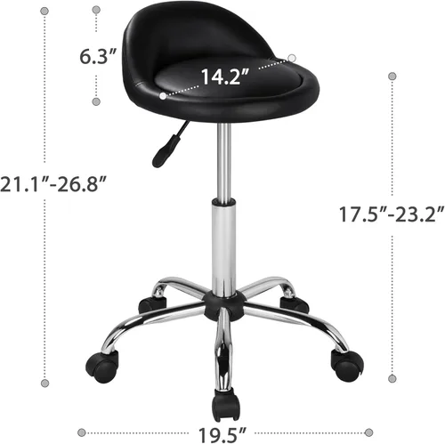 Vista 3 de Yaheetech - Silla de salón giratoria con ruedas ajustables en altura, con respaldo hidráulico ergonómico, para tatuajes, masajes faciales, manicura