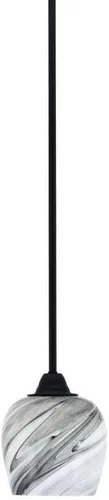 Vista 256 de Toltec Lighting Paramount - Mini colgante de 1 luz en acabado negro mate con cristal de arte perla de 7 pulgadas y estilo negro