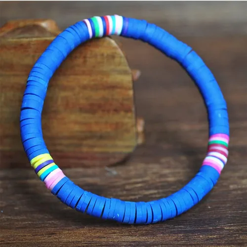 Vista 6 de EXCEART 20 pulseras de arcilla elástica de 0236in con cuentas de arco iris pulsera bohemia de arcilla