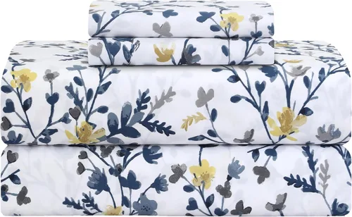Vista 28 de Feather & Stitch - Juego de sábanas de 100 % algodón más suaves, ropa de cama de tejido percal de 300 hilos, bolsillo profundo de 16 pulgadas
