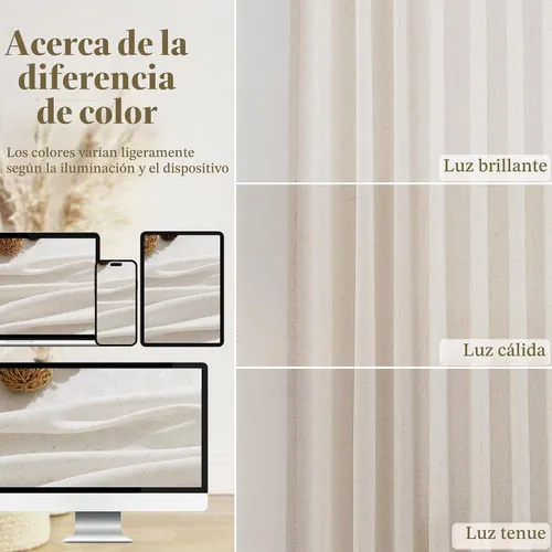 Vista 9 de BOODII Cortinas de lino de 96 pulgadas de largo y 8 pies para sala de estar Blanco