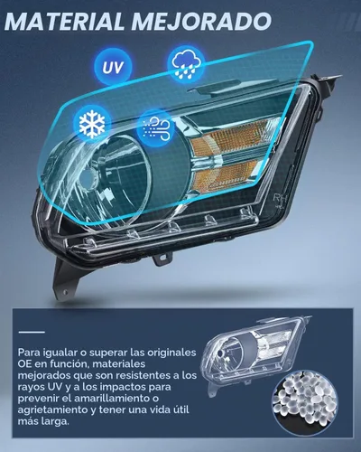 Vista 5 de Nilight Conjunto de faros delanteros para Ford Mustang Pickup Truck 2010 2011 2012 2013 2014 repuesto de faro carcasa negra reflector ámbar lado