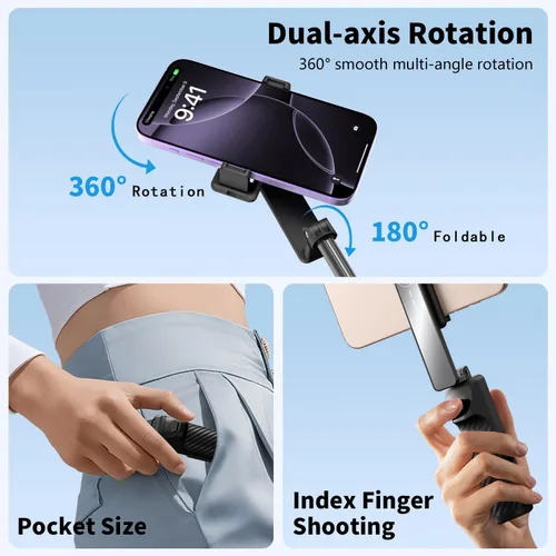 Vista 4 de yAyusi Mini trípode extensible para selfie stick con control remoto, trípode portátil de tamaño de bolsillo para iPhone, pequeño y compacto