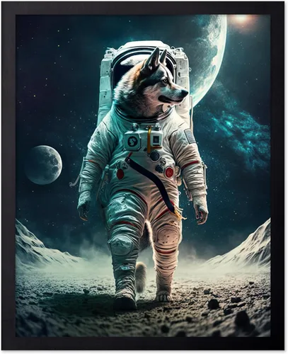 Vista 15 de Poster Master Póster vintage de animales – Impresión retro divertida – Regalo para artista, amigo – Oso Grizzly en traje espacial, astronauta, luna