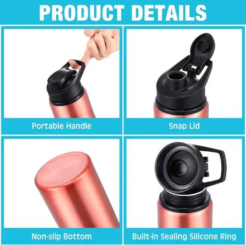 Vista 4 de Eaasty 16 botellas de agua de aluminio de 17 onzas a granel, multicolor reutilizable, botella deportiva con tapas a presión, paquete múltiple