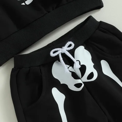 Vista 5 de Sudadera de manga larga con capucha y pantalones largos, 2 piezas Negro