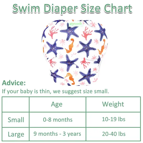 Vista 3 de Wegreeco - Pañal de natación reutilizable para bebés y niños pequeños, talla única