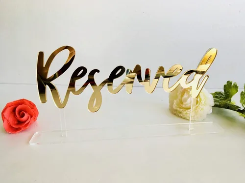 Vista 8 de Letrero de mesa reservado con base transparente, acrílico cortado con láser reservado, decoraciones independientes de caligrafía, decoración