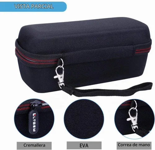 Vista 3 de LTGEM - Funda para altavoz Bluetooth portátil JBL Flip 7/6/5/Grip 3. Negro/Rojo