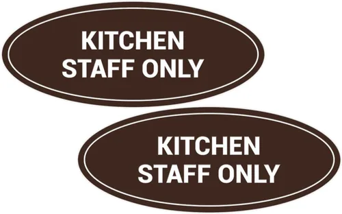 Vista 15 de Signs ByLITA Letrero ovalado solo para el personal de cocina (rojo) - Pequeño