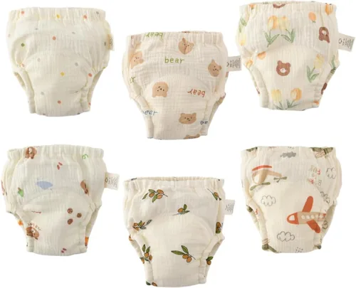 Vista 11 de Ropa interior de entrenamiento para bebé, algodón suave, absorbente, ropa interior de entrenamiento para bebés, niños y niñas, paquete de 6 Chico