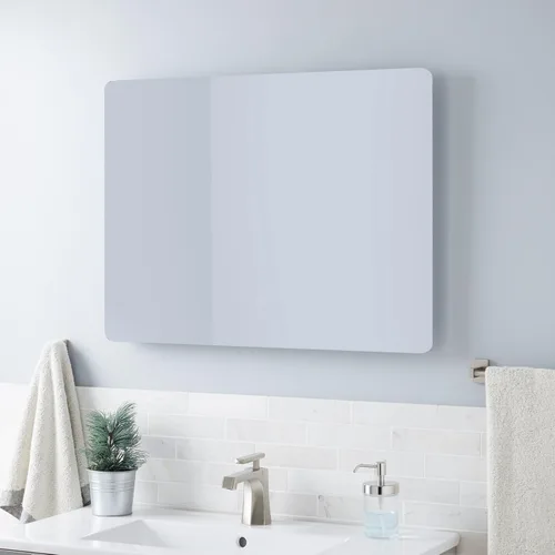 Vista 5 de Signature Hardware 442987 Fleming Espejo de baño rectangular con luz LED sin marco de 32 pulgadas de ancho x 24 pulgadas de alto, sensor táctil